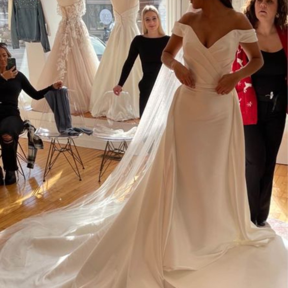 Brand New, Never Worn Fit & Flare with Detachable Skirt Designer Wedding Gown